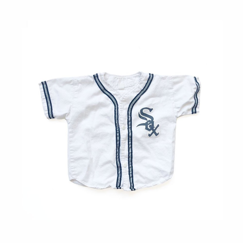 90's Vintage Kids Faded White Sox Baseball Jersey